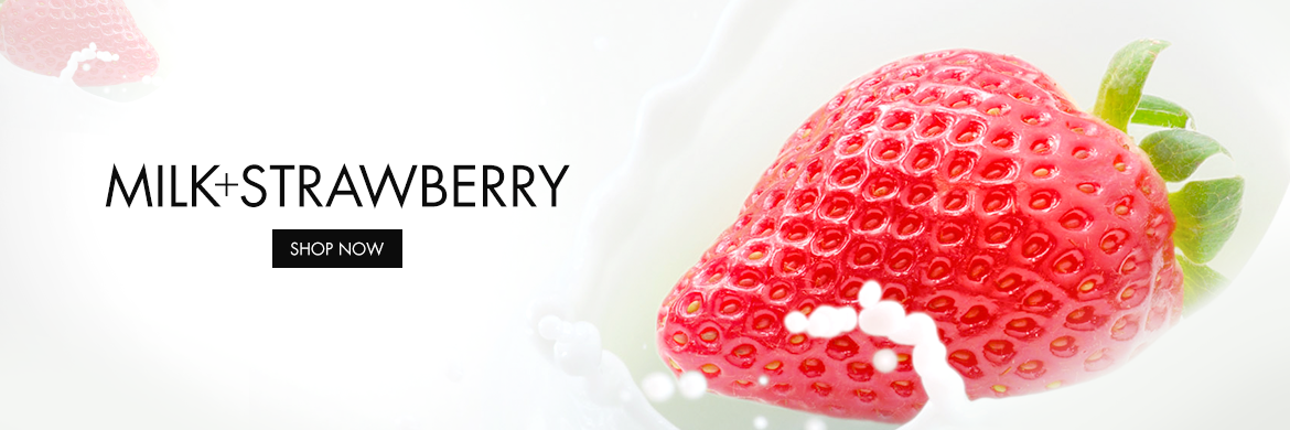 milk+strawberry. shop now.